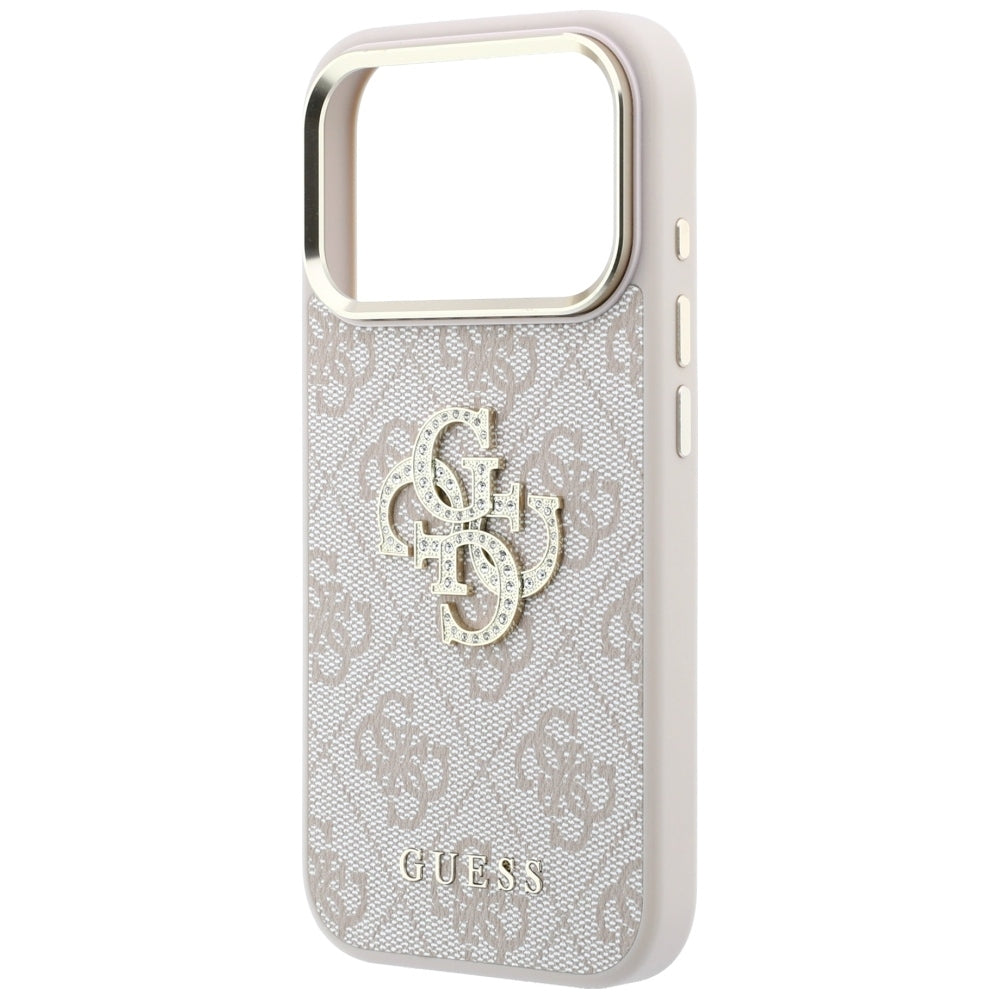 Coque pour Apple iPhone 18 Pro / 17 Pro, Guess, 4G Big Strass Logo, Rose