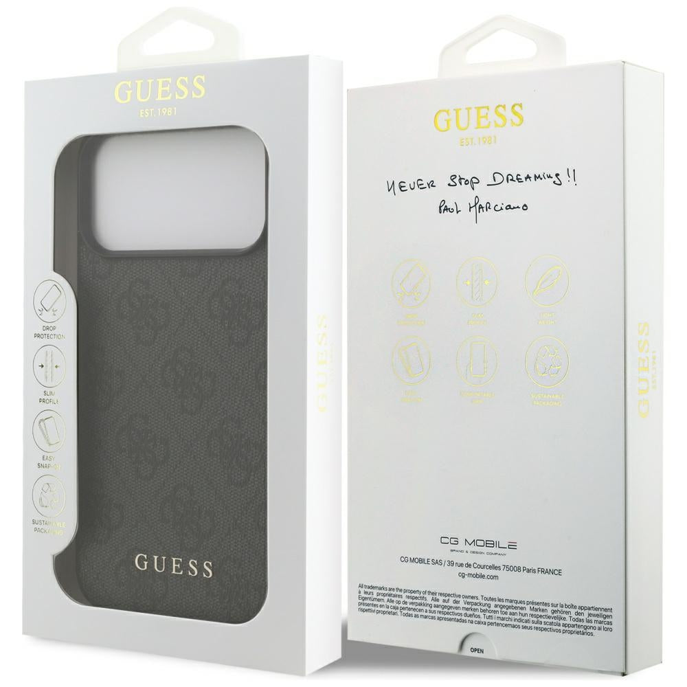 Coque pour Apple iPhone 18 Pro / 17 Pro, Guess, Logo Classique 4G, Noire