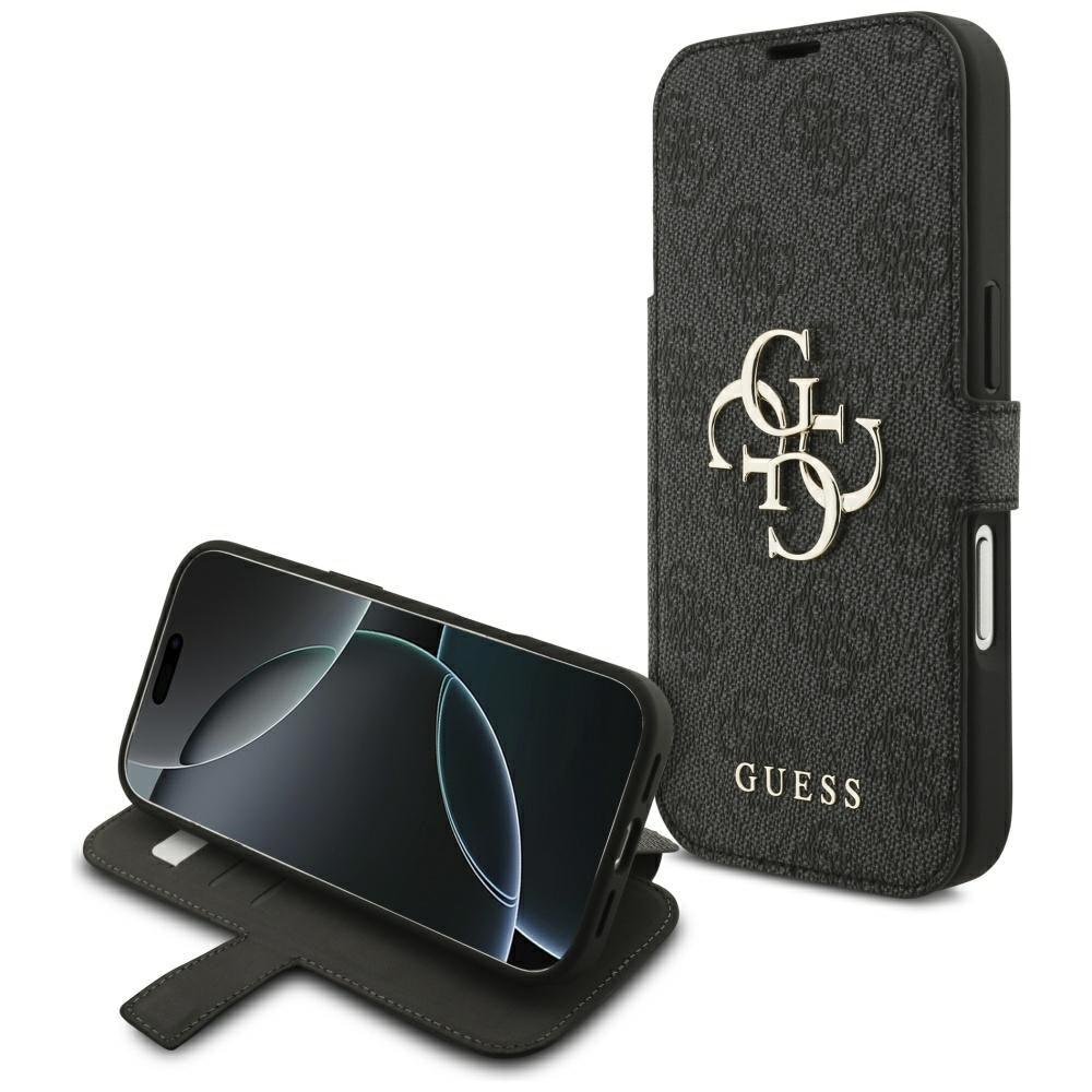 Coque pour Apple iPhone 18 Pro / 17 Pro, Guess, Logo Métal 4G, Noire