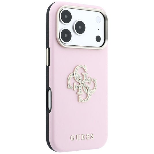 Case for Apple iPhone 18 Pro / 17 Pro, Guess, Smooth Big Strass Logo, Pink