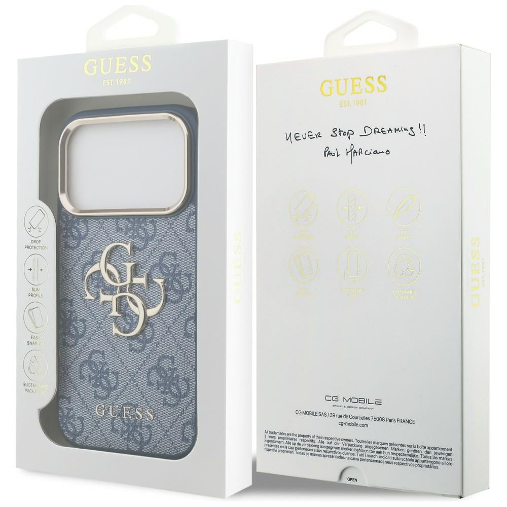 Coque pour Apple iPhone 18 Pro Max / 17 Pro Max, Guess, 4G Big Classic Logo, Bleue
