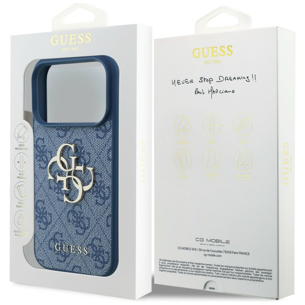 Coque pour Apple iPhone 18 Pro Max / 17 Pro Max, Guess, 4G Big Logo, Bleue