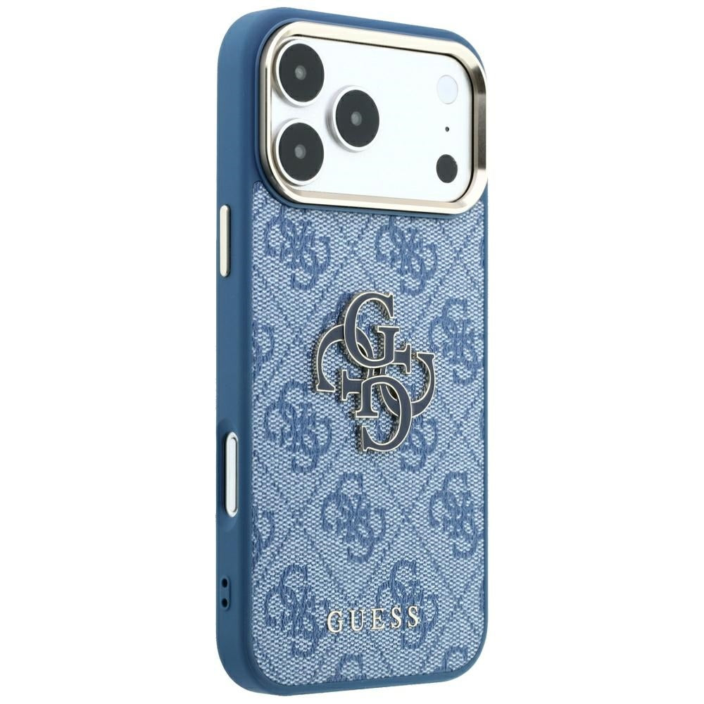 Coque pour Apple iPhone 18 Pro Max / 17 Pro Max, Guess, Logo Résine 4G Grand, Bleue