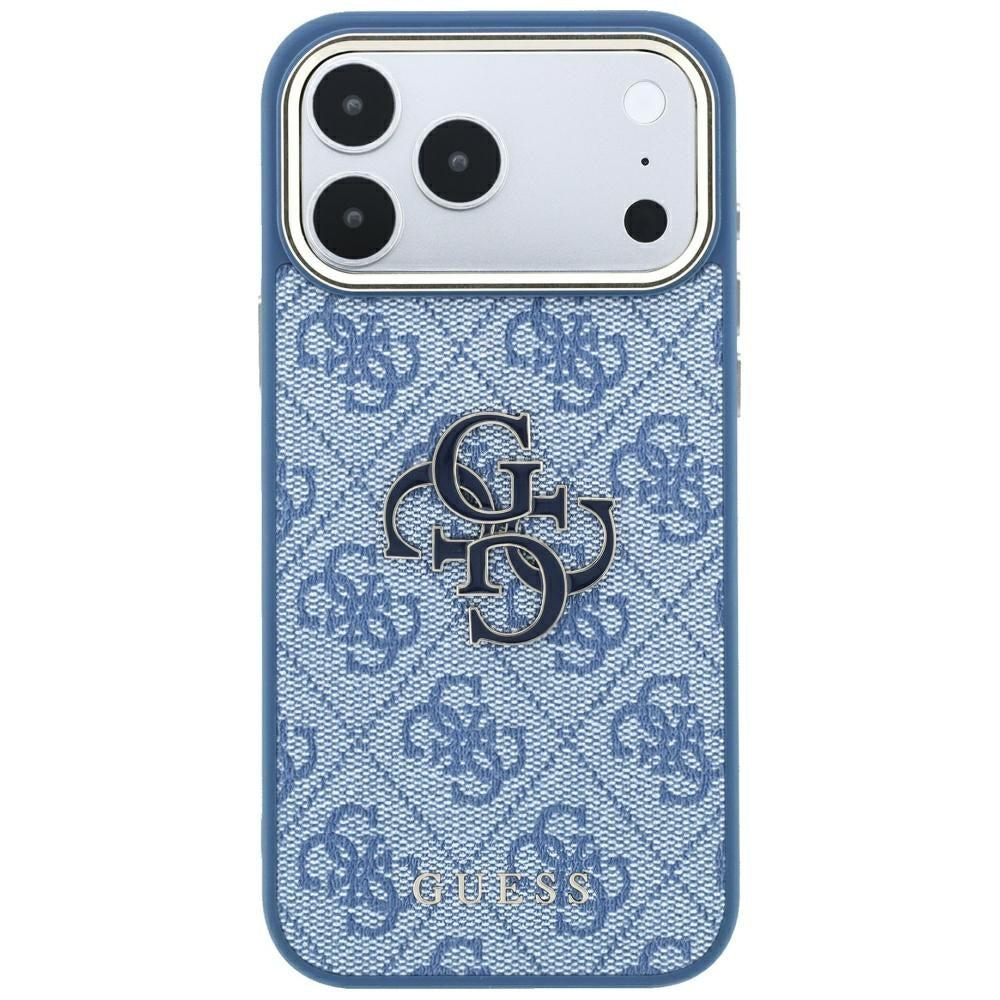 Coque pour Apple iPhone 18 Pro Max / 17 Pro Max, Guess, Logo Résine 4G Grand, Bleue