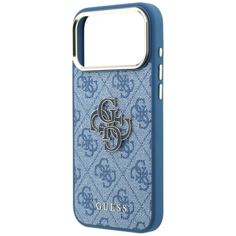 Coque pour Apple iPhone 18 Pro Max / 17 Pro Max, Guess, Logo Résine 4G Grand, Bleue