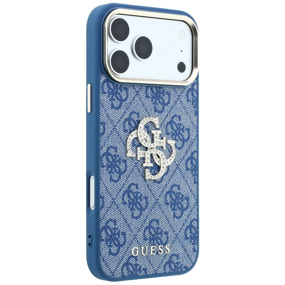 Coque pour Apple iPhone 18 Pro Max / 17 Pro Max, Guess, 4G Big Strass Logo, Bleue