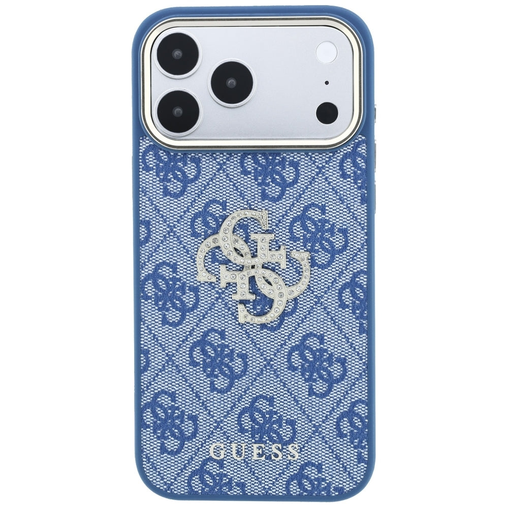 Coque pour Apple iPhone 18 Pro Max / 17 Pro Max, Guess, 4G Big Strass Logo, Bleue