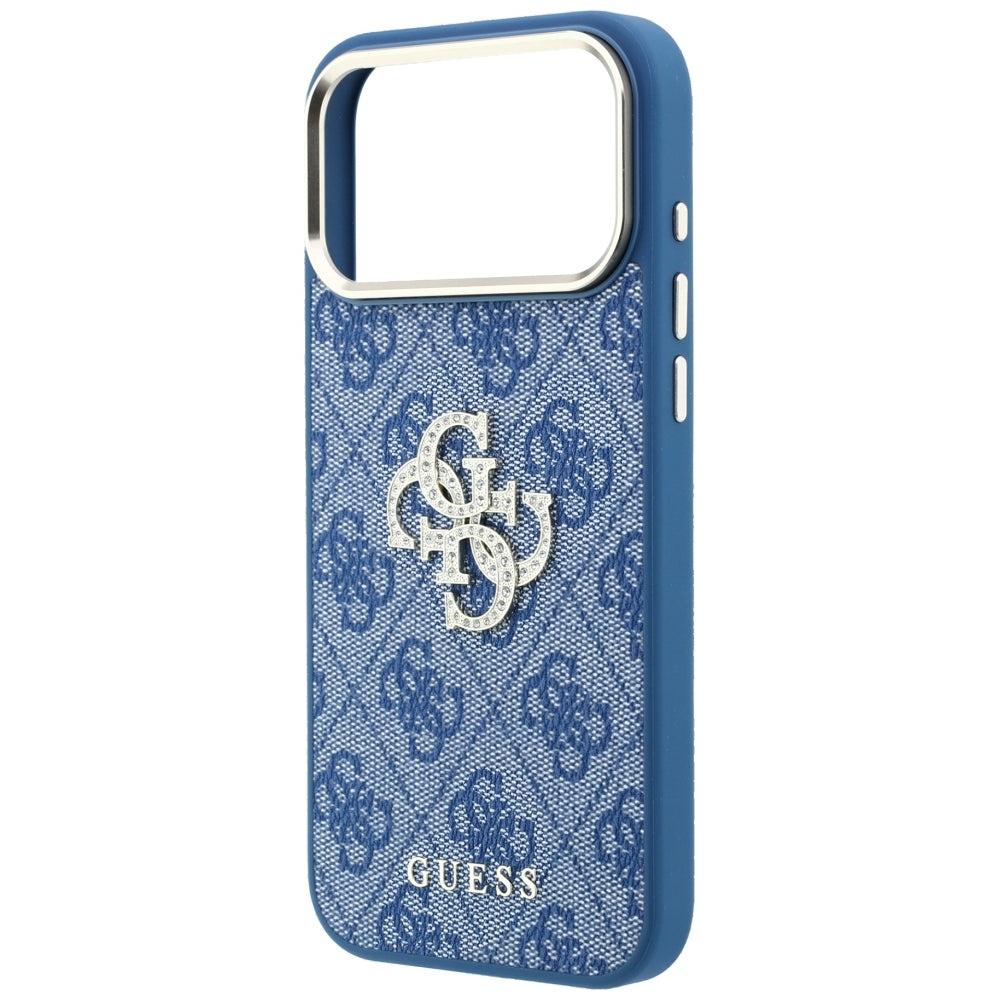 Coque pour Apple iPhone 18 Pro Max / 17 Pro Max, Guess, 4G Big Strass Logo, Bleue