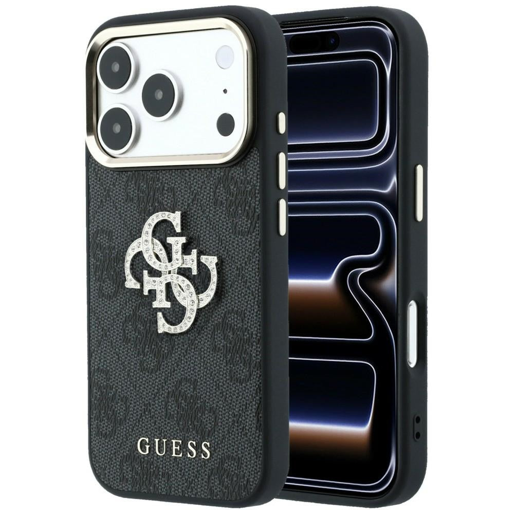 Coque pour Apple iPhone 18 Pro Max / 17 Pro Max, Guess, Logo 4G Big Strass, Noire