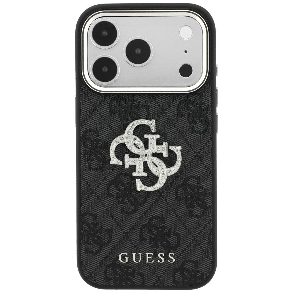 Coque pour Apple iPhone 18 Pro Max / 17 Pro Max, Guess, Logo 4G Big Strass, Noire