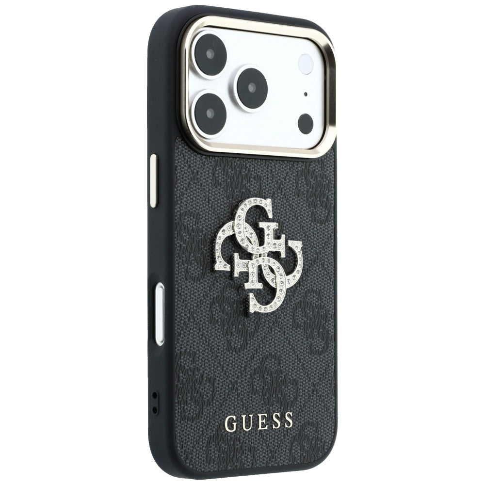 Coque pour Apple iPhone 18 Pro Max / 17 Pro Max, Guess, Logo 4G Big Strass, Noire