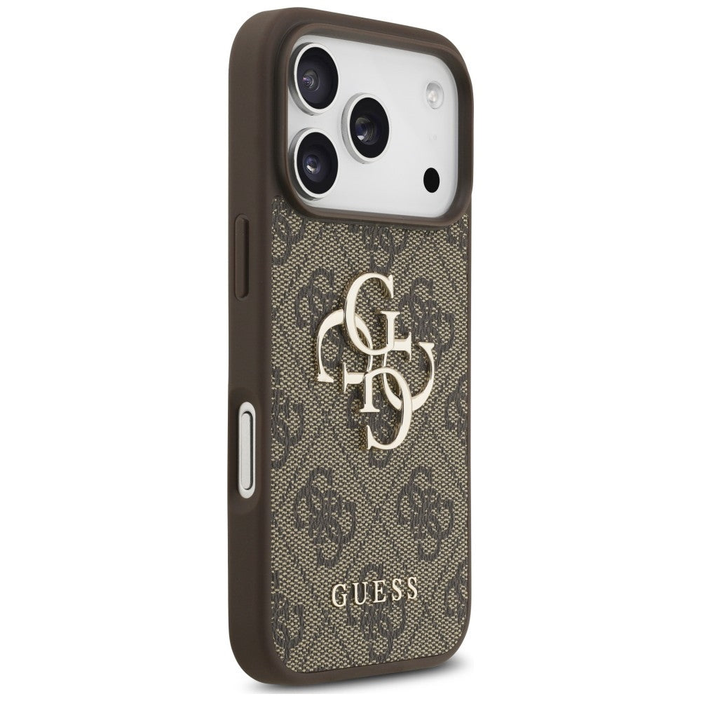 Coque pour Apple iPhone 18 Pro Max / 17 Pro Max, Guess, Logo Classique 4G avec Lanière, Marron
