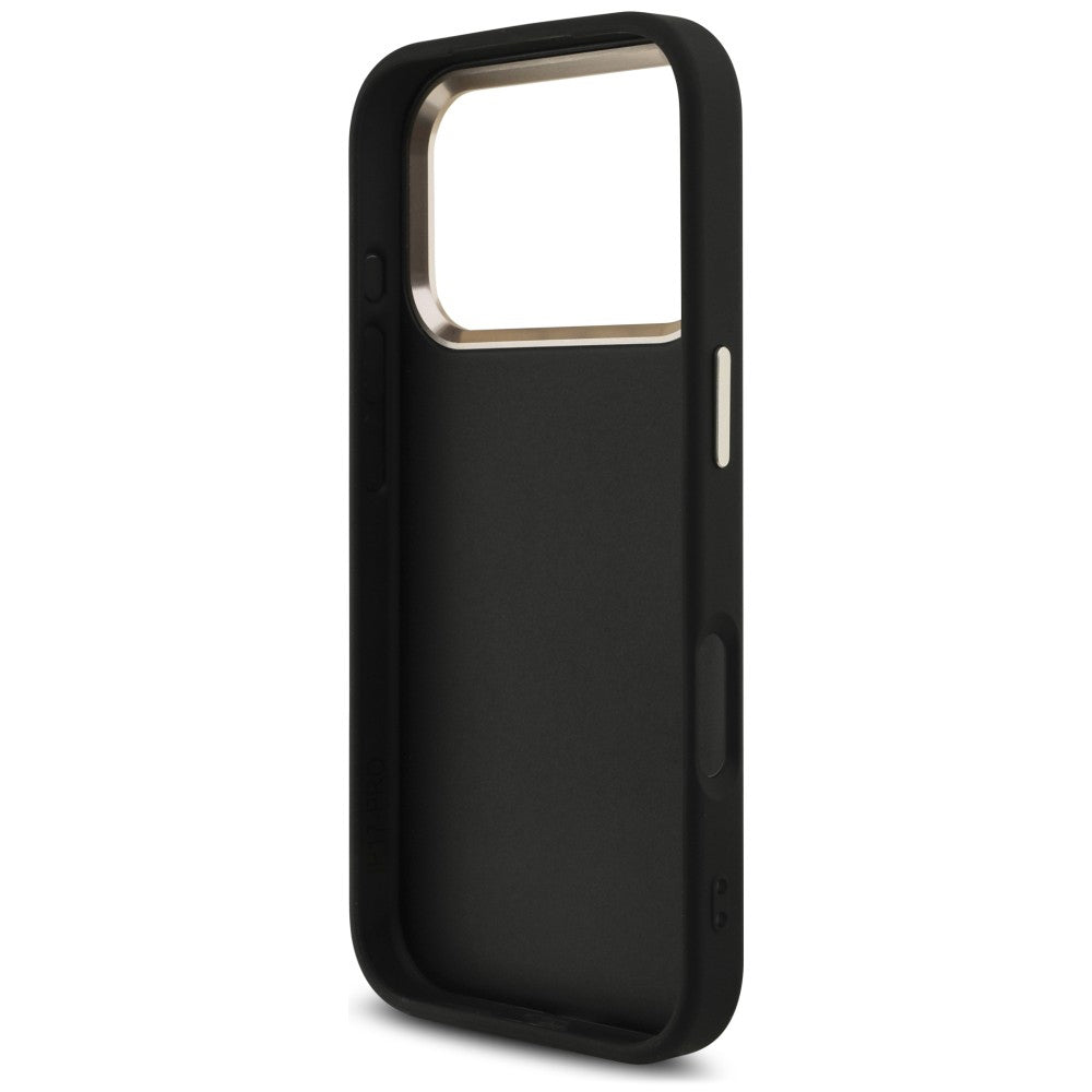 Coque pour Apple iPhone 18 Pro Max / 17 Pro Max, Guess, Logo Classique 4G avec Lanière, Noir Doré
