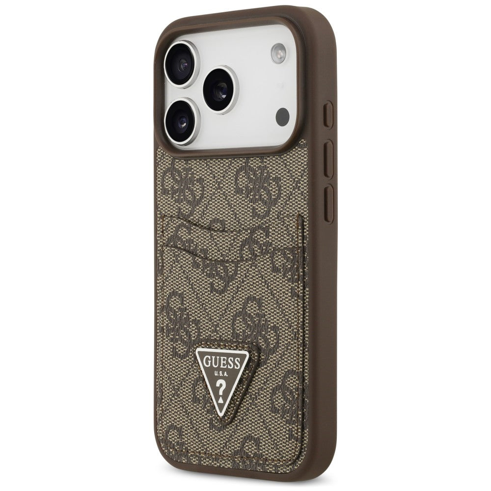Coque pour Apple iPhone 18 Pro Max / 17 Pro Max, Guess, 4G Double Card Triangle, marron