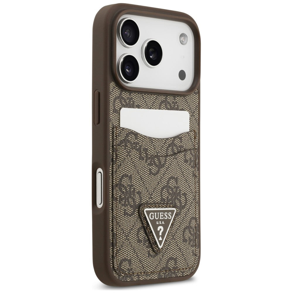 Coque pour Apple iPhone 18 Pro Max / 17 Pro Max, Guess, 4G Double Card Triangle, marron