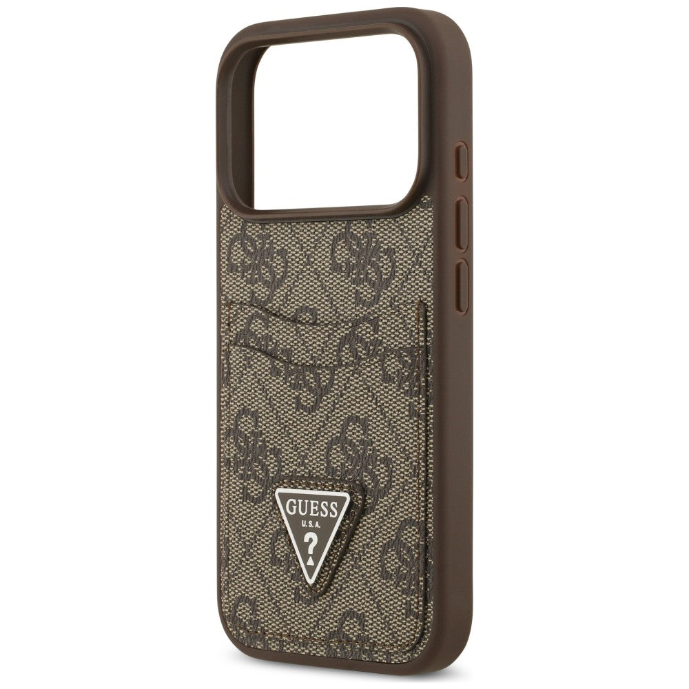 Coque pour Apple iPhone 18 Pro Max / 17 Pro Max, Guess, 4G Double Card Triangle, marron