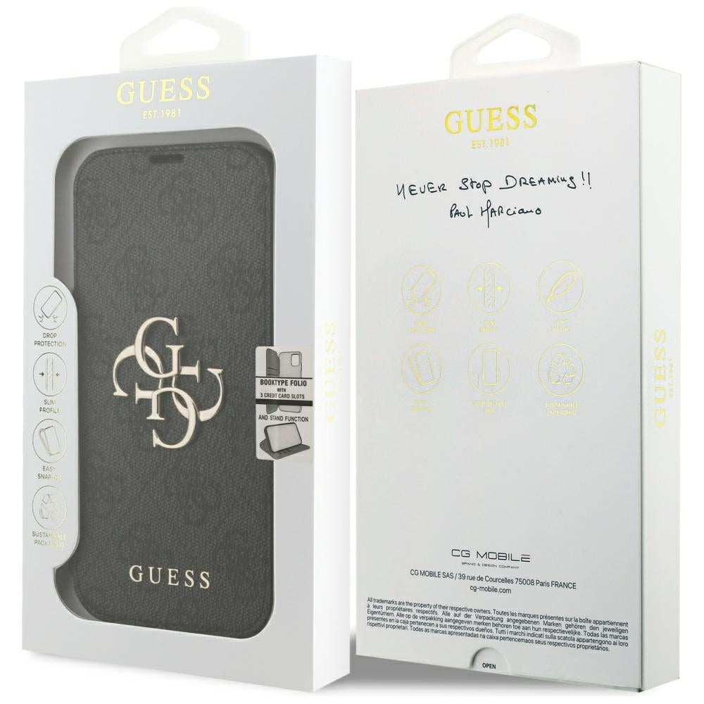 Coque pour Apple iPhone 18 Pro Max / 17 Pro Max, Guess, Logo Métal 4G, Noire