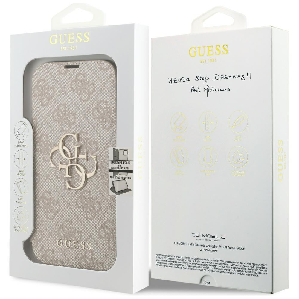 Coque pour Apple iPhone 18 Pro Max / 17 Pro Max, Guess, Logo Métal 4G, Rose