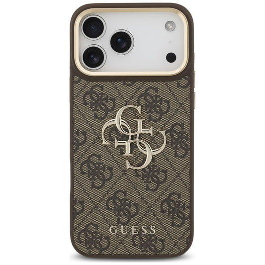 Coque pour Apple iPhone 18 Pro Max / 17 Pro Max, Guess, Big 4G Classic Logo & Big Strap Metal Buttons, marron