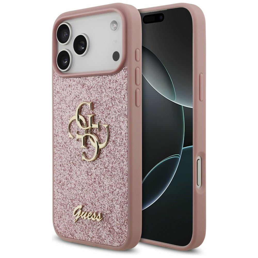 Coque pour Apple iPhone 18 Pro Max / 17 Pro Max, Guess, Fixed Glitter Big 4G, Rose