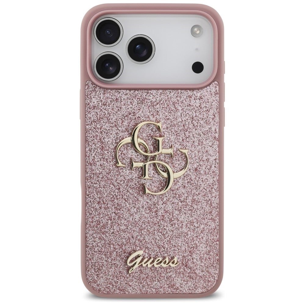 Coque pour Apple iPhone 18 Pro Max / 17 Pro Max, Guess, Fixed Glitter Big 4G, Rose