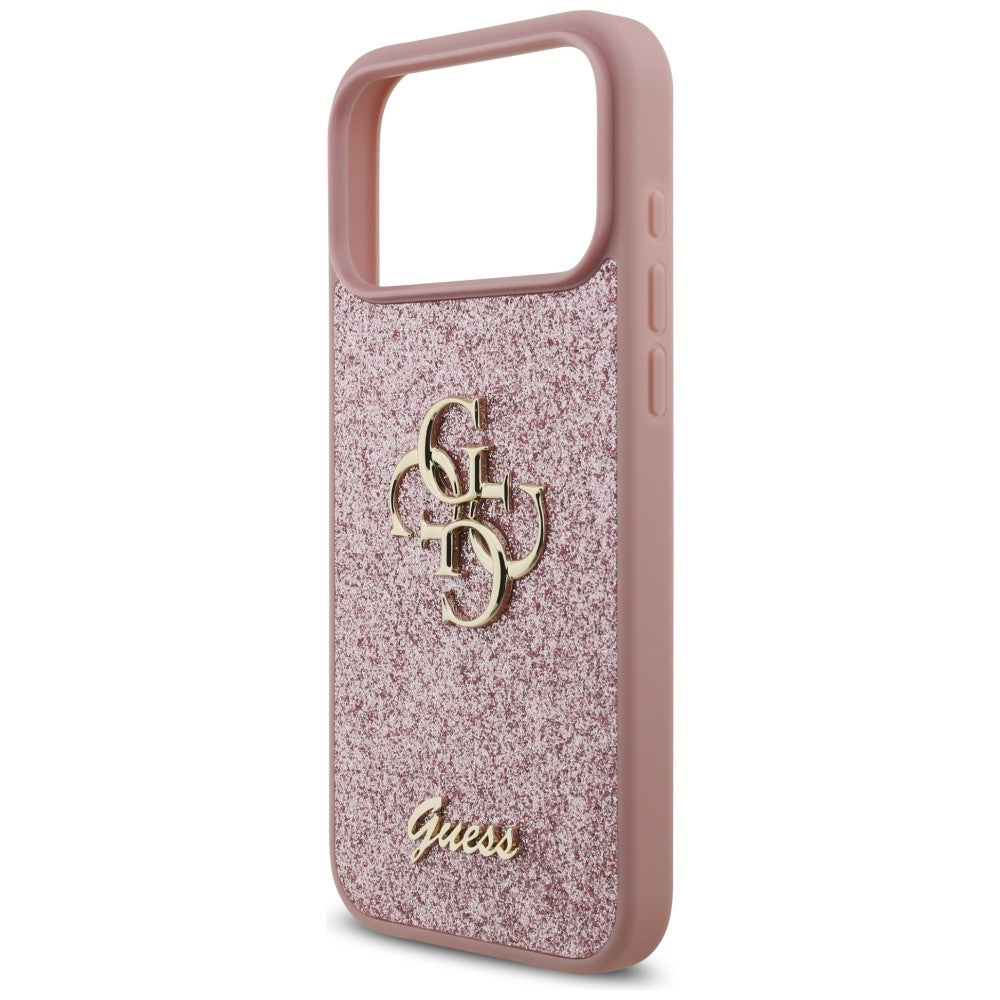 Coque pour Apple iPhone 18 Pro Max / 17 Pro Max, Guess, Fixed Glitter Big 4G, Rose