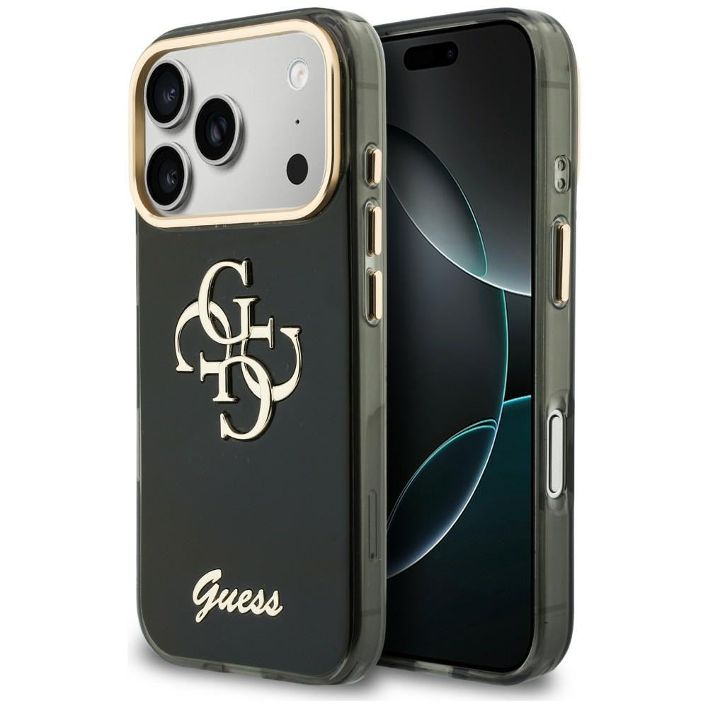 Coque pour Apple iPhone 18 Pro Max / 17 Pro Max, Guess, IML 4G Metal Script, Noire