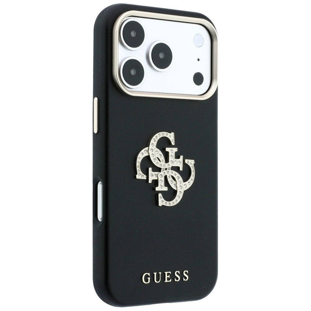 Coque pour Apple iPhone 18 Pro Max / 17 Pro Max, Guess, Logo Strass Lisse Grand, Bordeaux