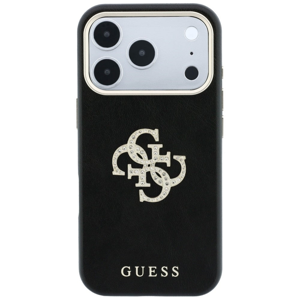 Coque pour Apple iPhone 18 Pro Max / 17 Pro Max, Guess, Logo Strass Lisse Grand, Bordeaux