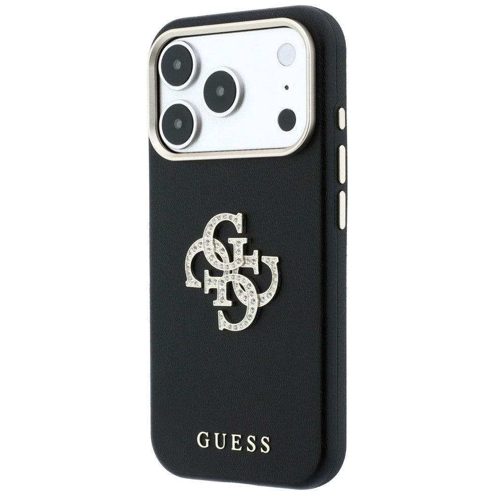 Coque pour Apple iPhone 18 Pro Max / 17 Pro Max, Guess, Logo Strass Lisse Grand, Bordeaux