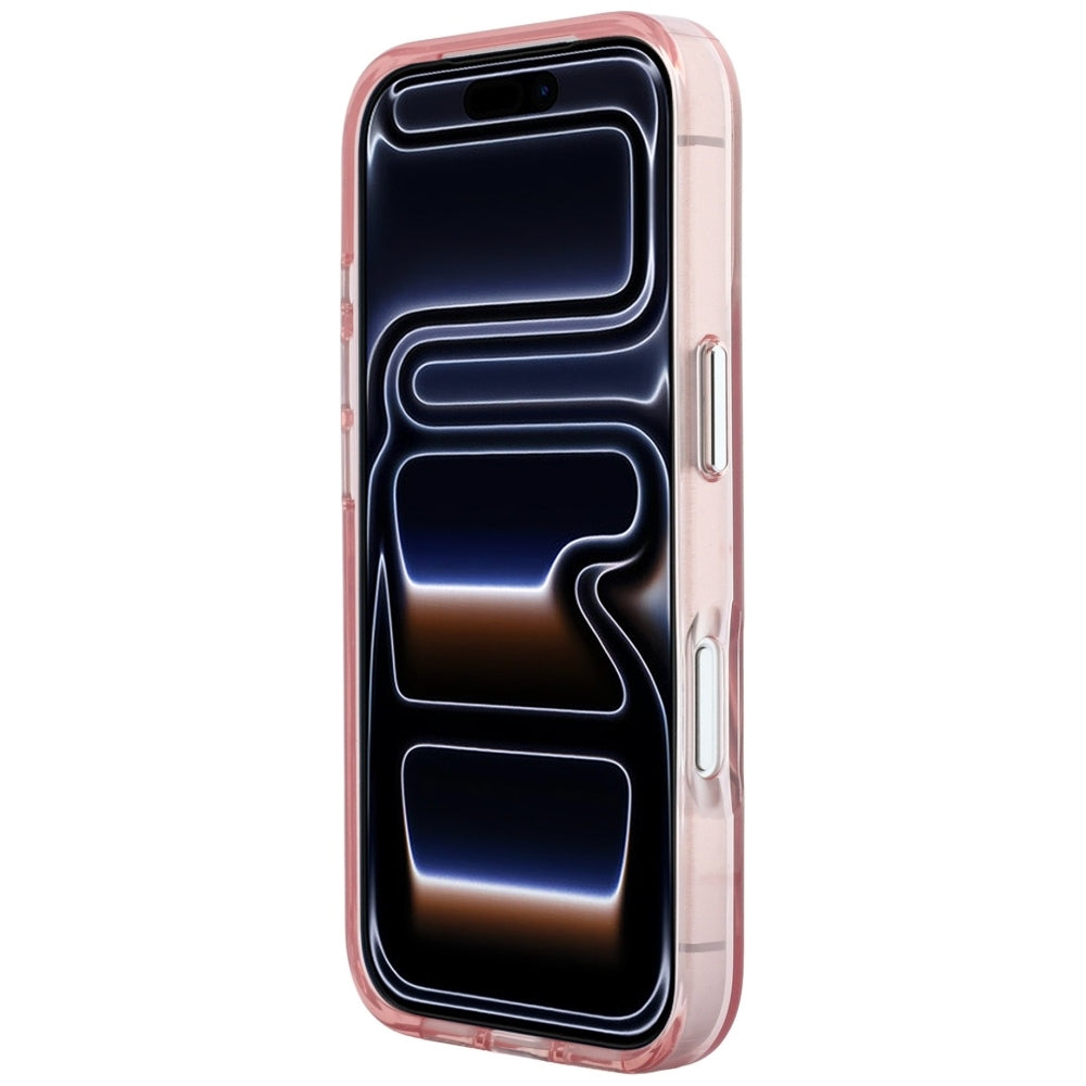 Coque pour Apple iPhone 18 Pro Max / 17 Pro Max, Karl Lagerfeld, IML Grand Logo Signature Résine Cadre Métallique, Rose