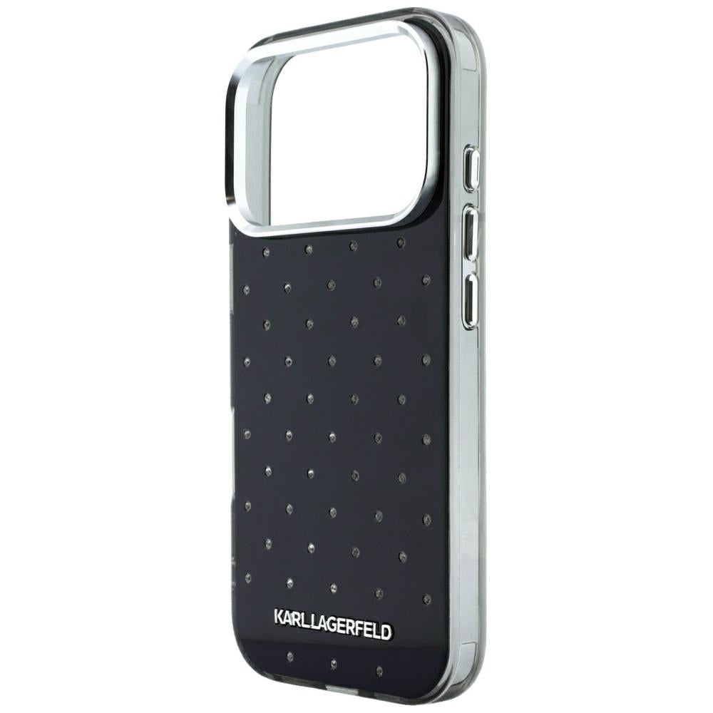 Coque pour Apple iPhone 18 Pro Max / 17 Pro Max, Karl Lagerfeld, Strass IML et Logo Électroplaqué, Noire