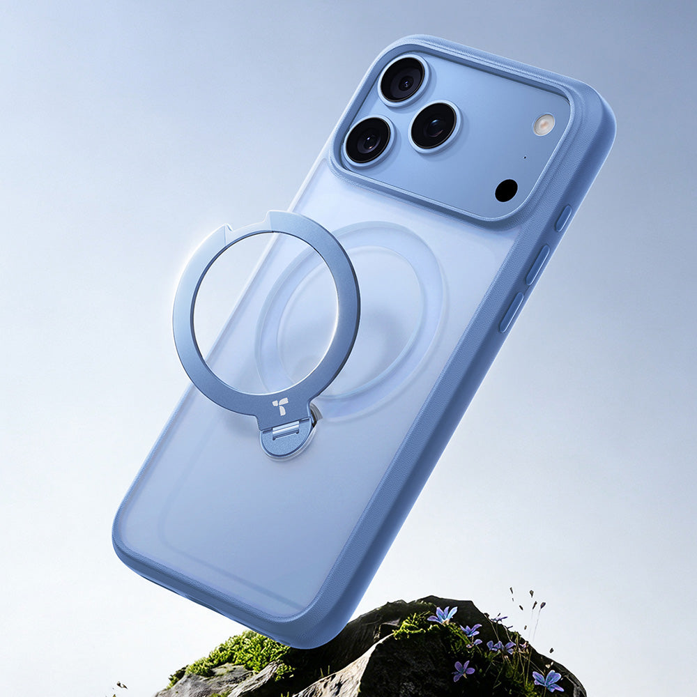 Coque MagSafe pour Apple iPhone 18 Pro Max / 17 Pro Max, Torras, Ostand Spin, Bleue