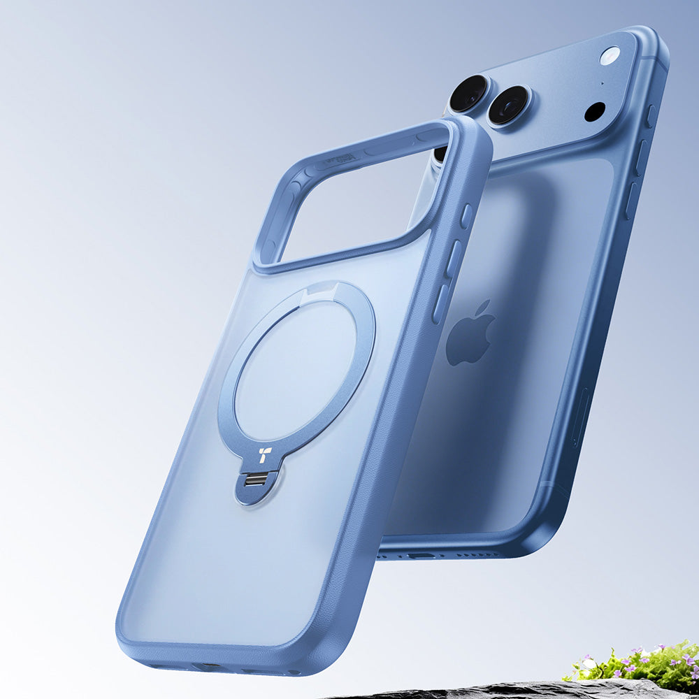 Coque MagSafe pour Apple iPhone 18 Pro Max / 17 Pro Max, Torras, Ostand Spin, Bleue