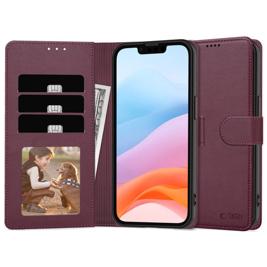 Étui pour Apple iPhone 16e, Tech-Protect, Portefeuille, Bordeaux