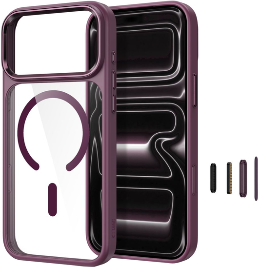 Case for Apple iPhone 18 Pro Max / 17 Pro Max, Tech-Protect, Magmat CC, Transparent Burgundy