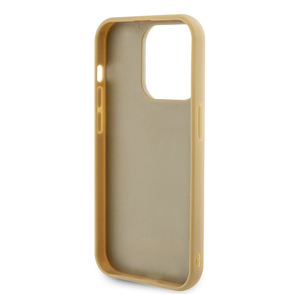 Étui pour Apple iPhone 15 Pro, Guess, PU Square Mirror Script Logo, Doré GUHCP15LPMSDGSD