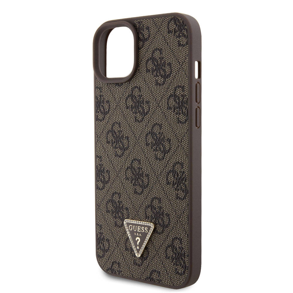 Étui pour Apple iPhone 15 Plus, Guess, Crossbody 4G Metal Logo, Marron, Reconditionné