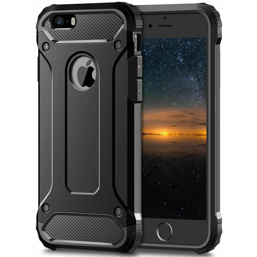 Coque pour Apple iPhone SE (2016) / 5 / 5s, Techsuit, Hybrid Armor, Noire