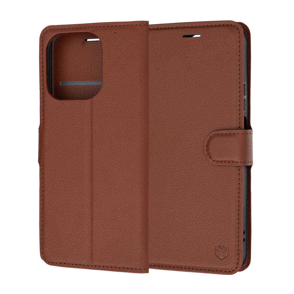 Coque pour Honor 600 Smart, Techsuit, Leather Folio, Marron