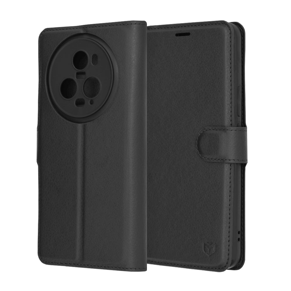 Coque pour Honor Magic5 Pro, Techsuit, Leather Folio, Noire