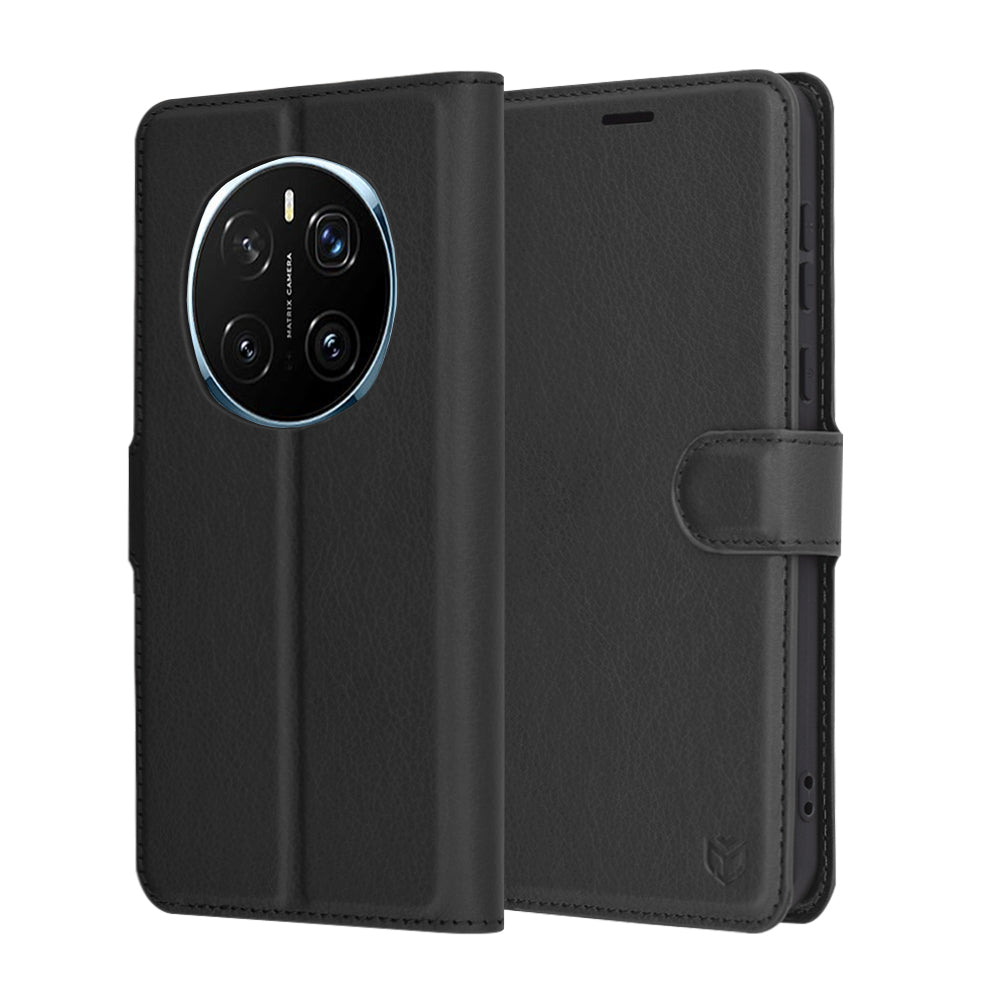 Coque pour Honor Magic7 Pro, Techsuit, Leather Folio, Noire