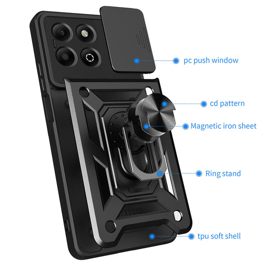 Coque pour Honor X6b, Techsuit, CamShield, Noire