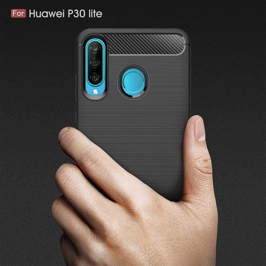 Coque pour Huawei P30 lite New Edition / P30 lite, Techsuit, Carbone, Noire