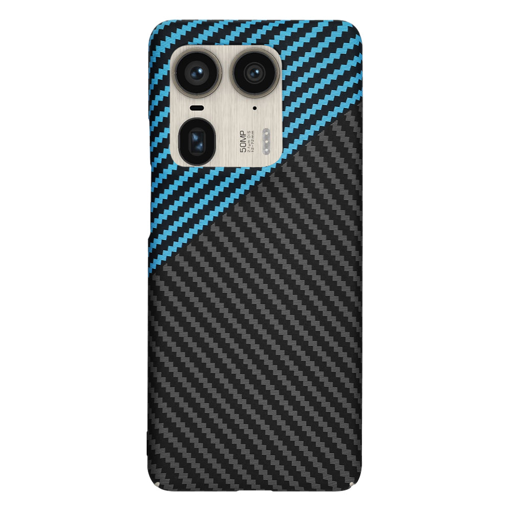 Coque pour Motorola Edge 50 Ultra, Techsuit, Carbonite FiberShell, Noir Bleu