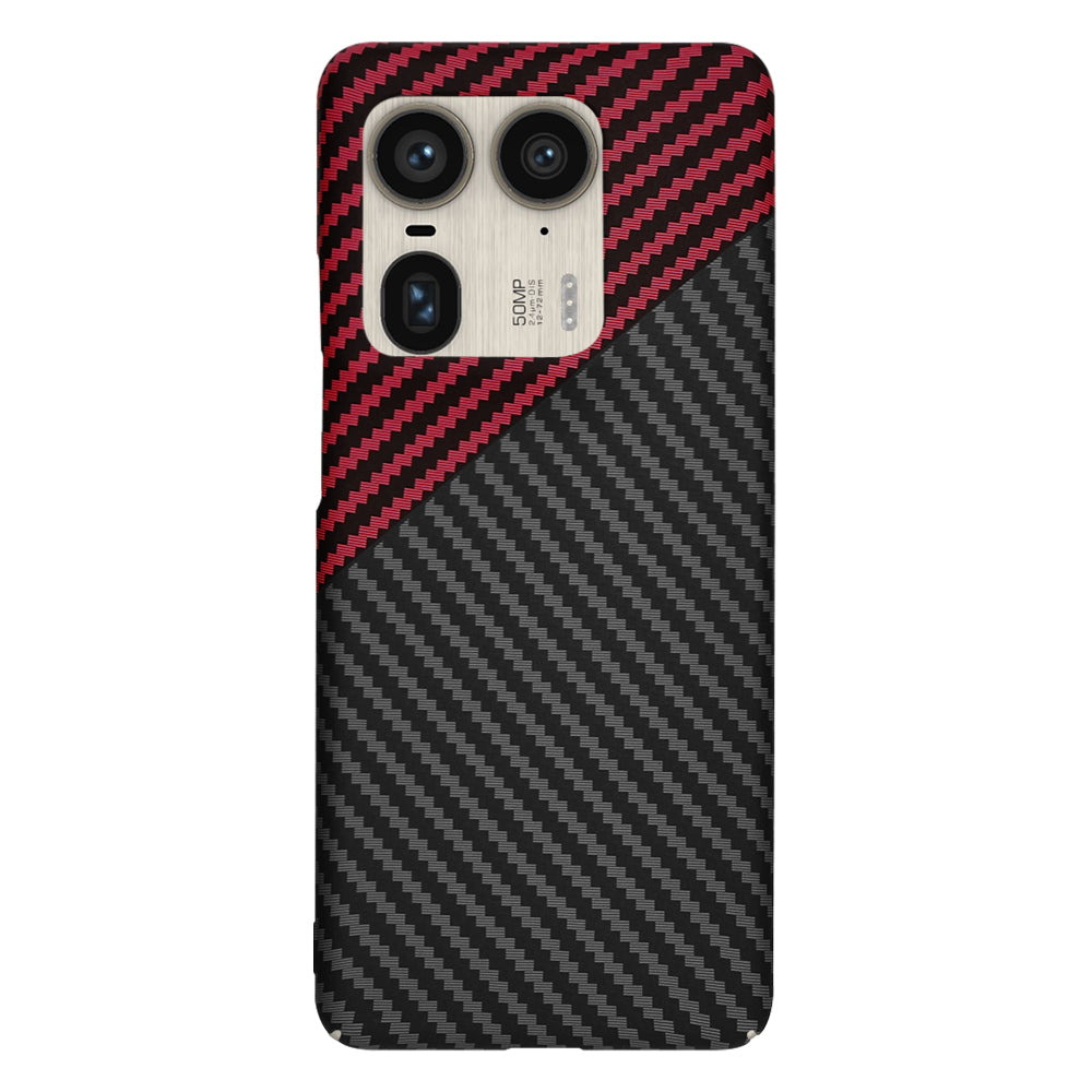Coque pour Motorola Edge 50 Ultra, Techsuit, Carbonite FiberShell, Noir Rouge