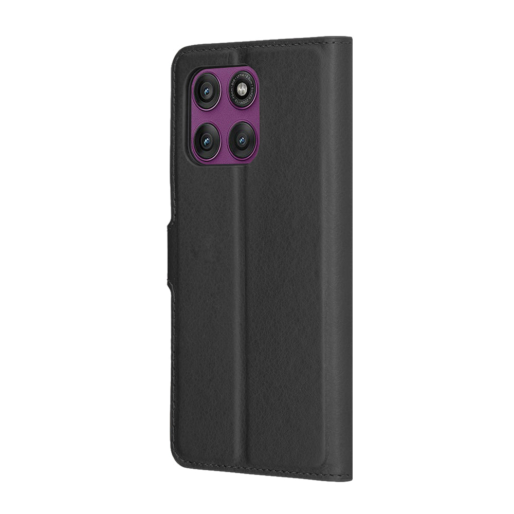 Coque pour Motorola Edge 60 Pro, Techsuit, Leather Folio, Noire