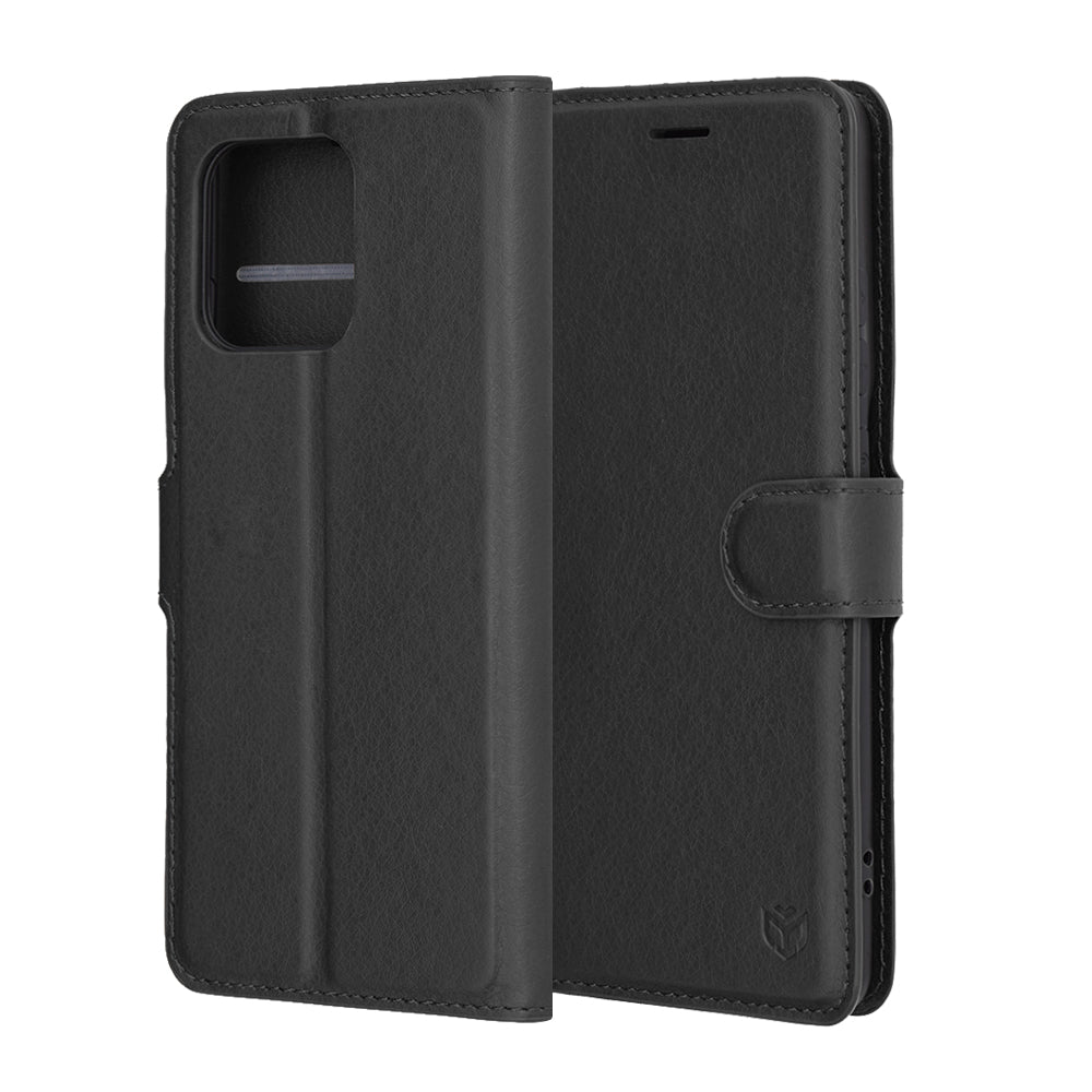 Coque pour Motorola Edge 60 Pro, Techsuit, Leather Folio, Noire