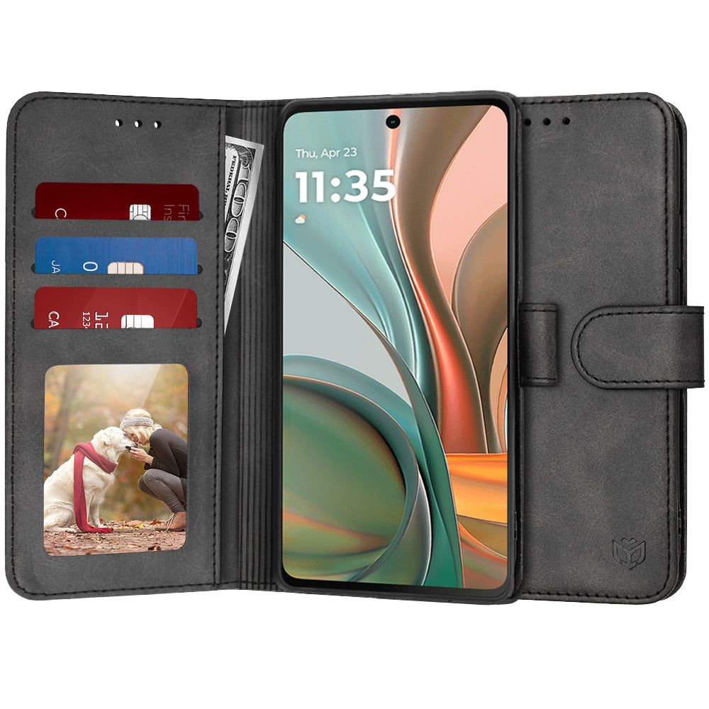 Coque pour Motorola Moto G75, Techsuit, Diary Book, Noire