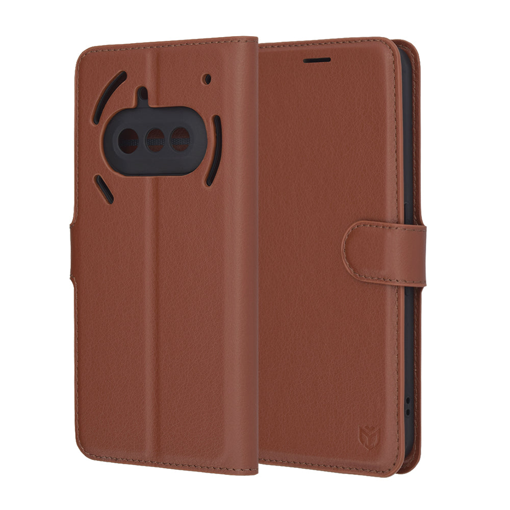 Coque pour Nothing Phone (3a), Techsuit, Leather Folio, Marron